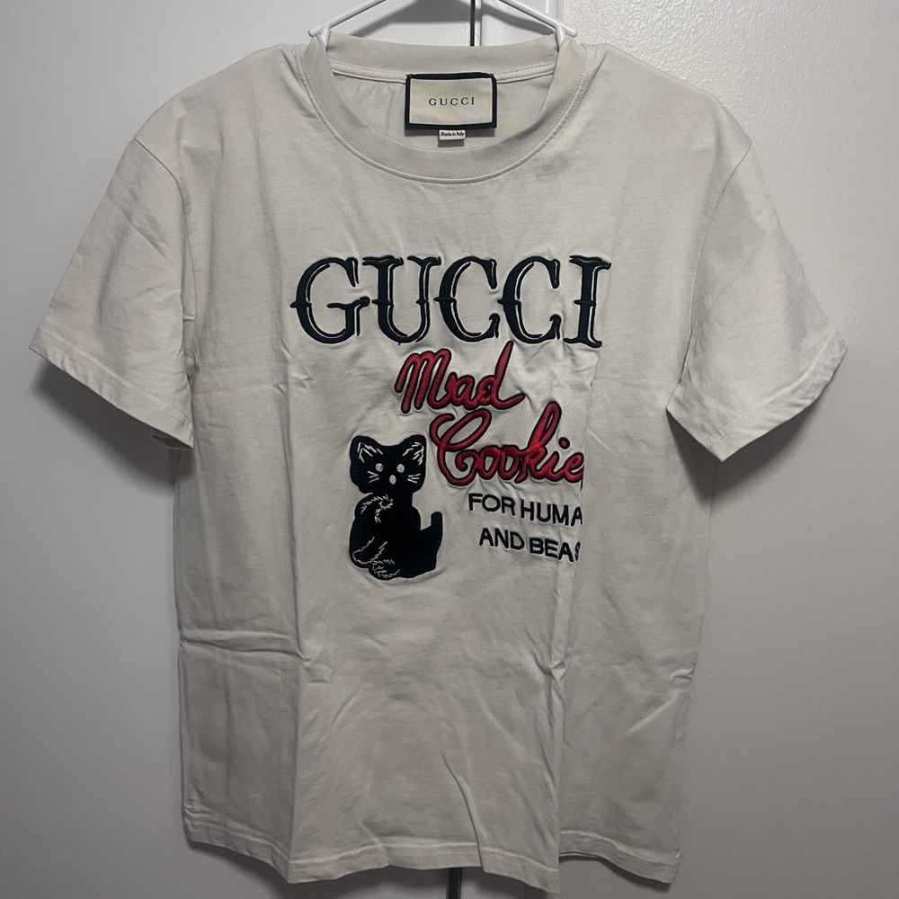 Gucci Mad Cookies embroidered Ivory T-shirt Cat Cotton size M